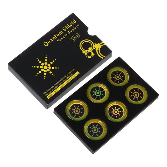 JMT-519946 Cell Phone Radiation Protection Stickers – Nano-Anion Silicone, 6 Pack, Round Design, Reduces Radiation Emissions and Extends Battery Life