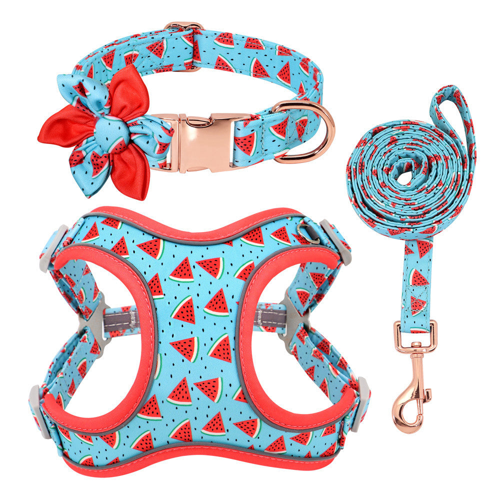 JMT-520266 Small Dog Leash and Collar Set with Adjustable Towing Rope for Corgis and Other Breeds