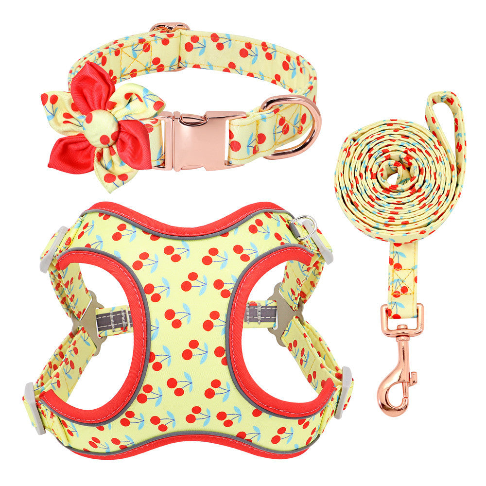 JMT-520266 Small Dog Leash and Collar Set with Adjustable Towing Rope for Corgis and Other Breeds