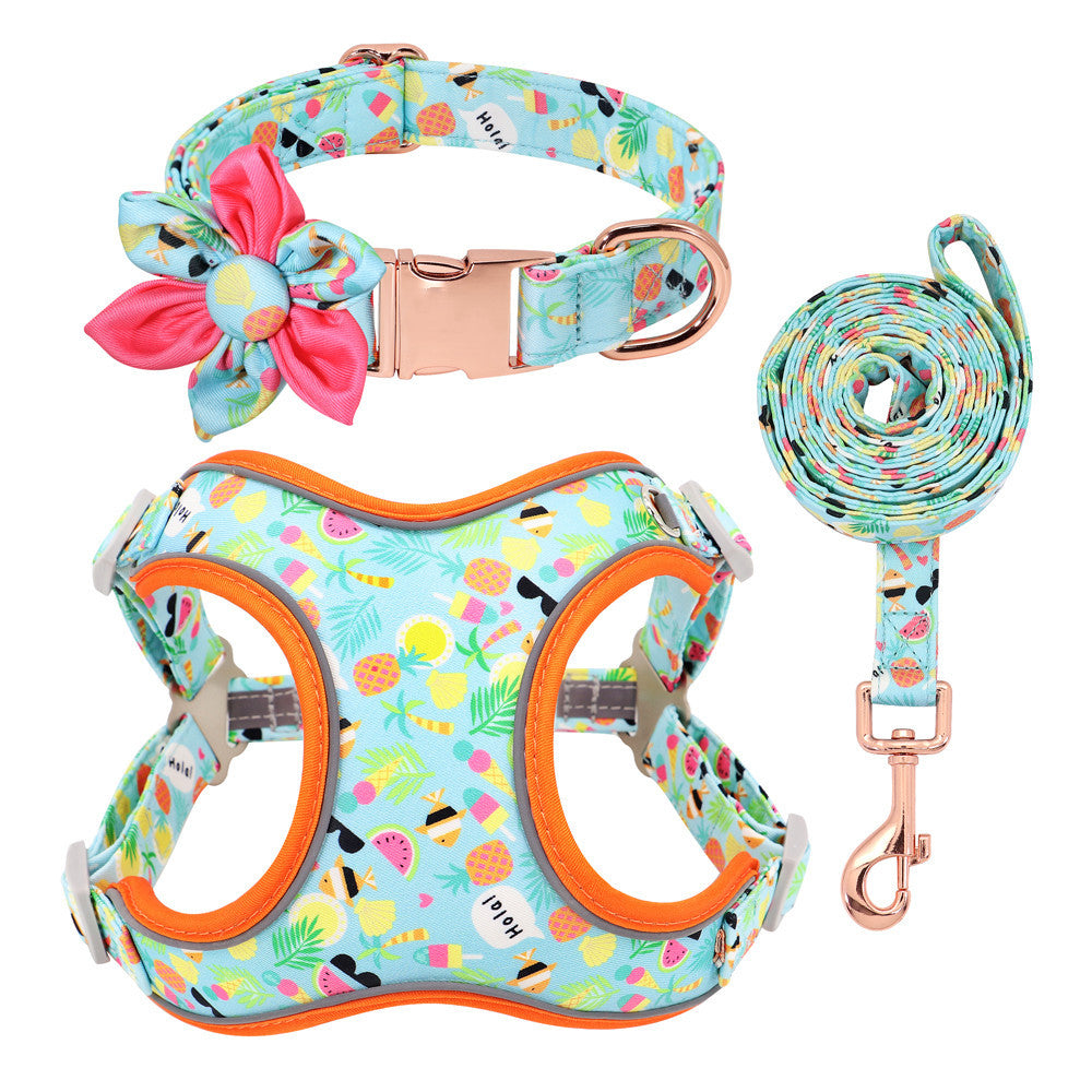 JMT-520266 Small Dog Leash and Collar Set with Adjustable Towing Rope for Corgis and Other Breeds