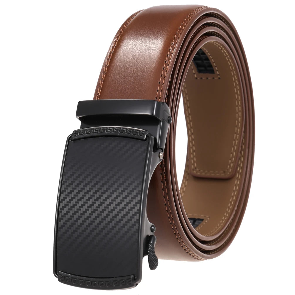 JMT-520522 Automatic Alloy Buckle Men's Genuine Leather Belt - Model LY36-0191-1