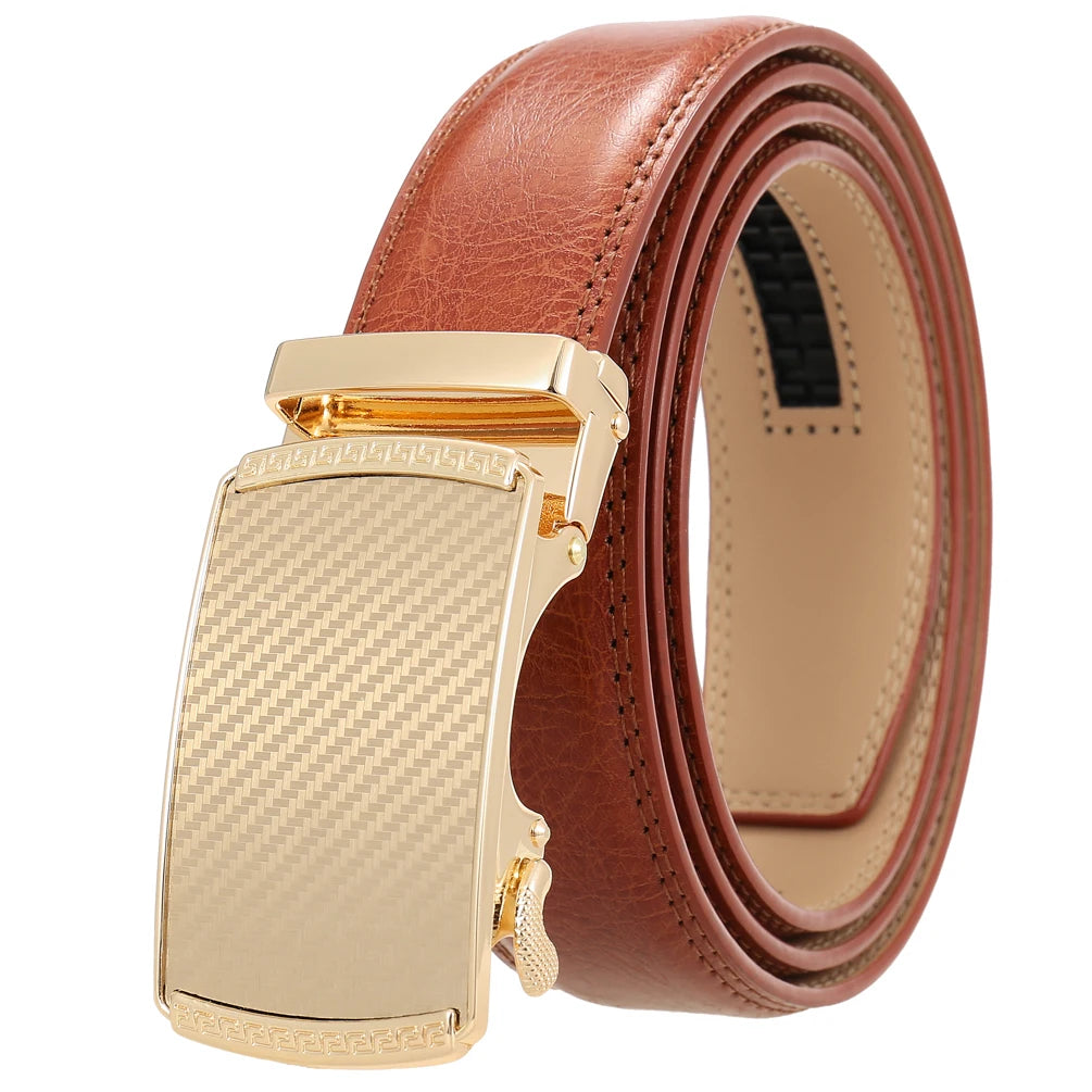JMT-520522 Automatic Alloy Buckle Men's Genuine Leather Belt - Model LY36-0191-1