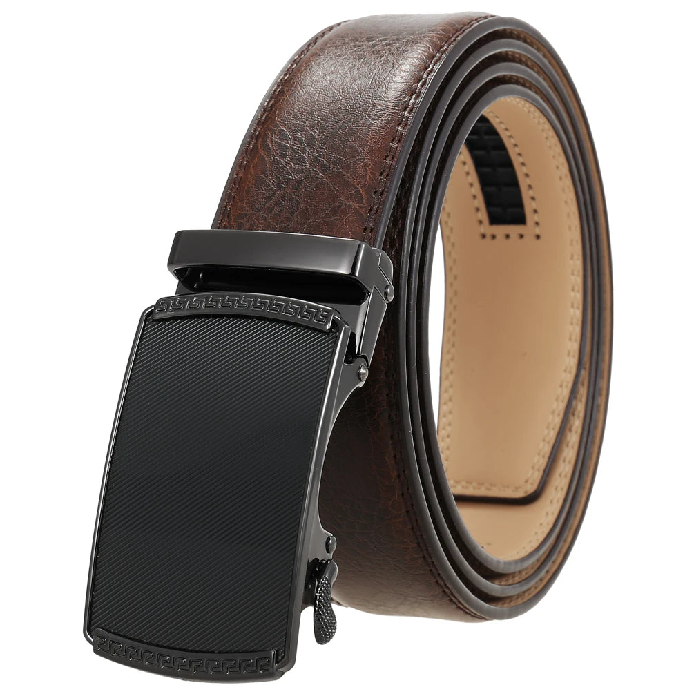 JMT-520522 Automatic Alloy Buckle Men's Genuine Leather Belt - Model LY36-0191-1
