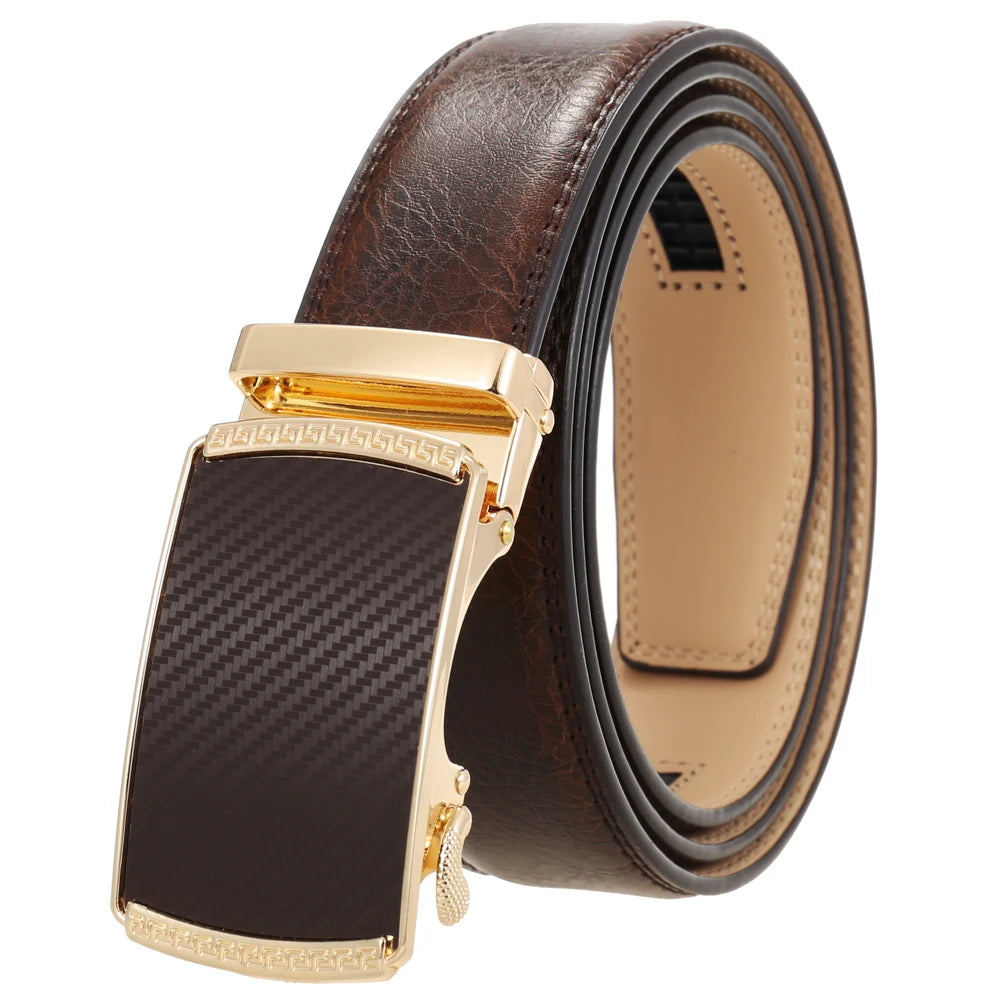 JMT-520522 Automatic Alloy Buckle Men's Genuine Leather Belt - Model LY36-0191-1