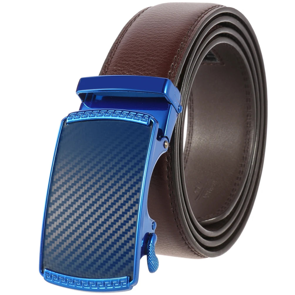 JMT-520522 Automatic Alloy Buckle Men's Genuine Leather Belt - Model LY36-0191-1