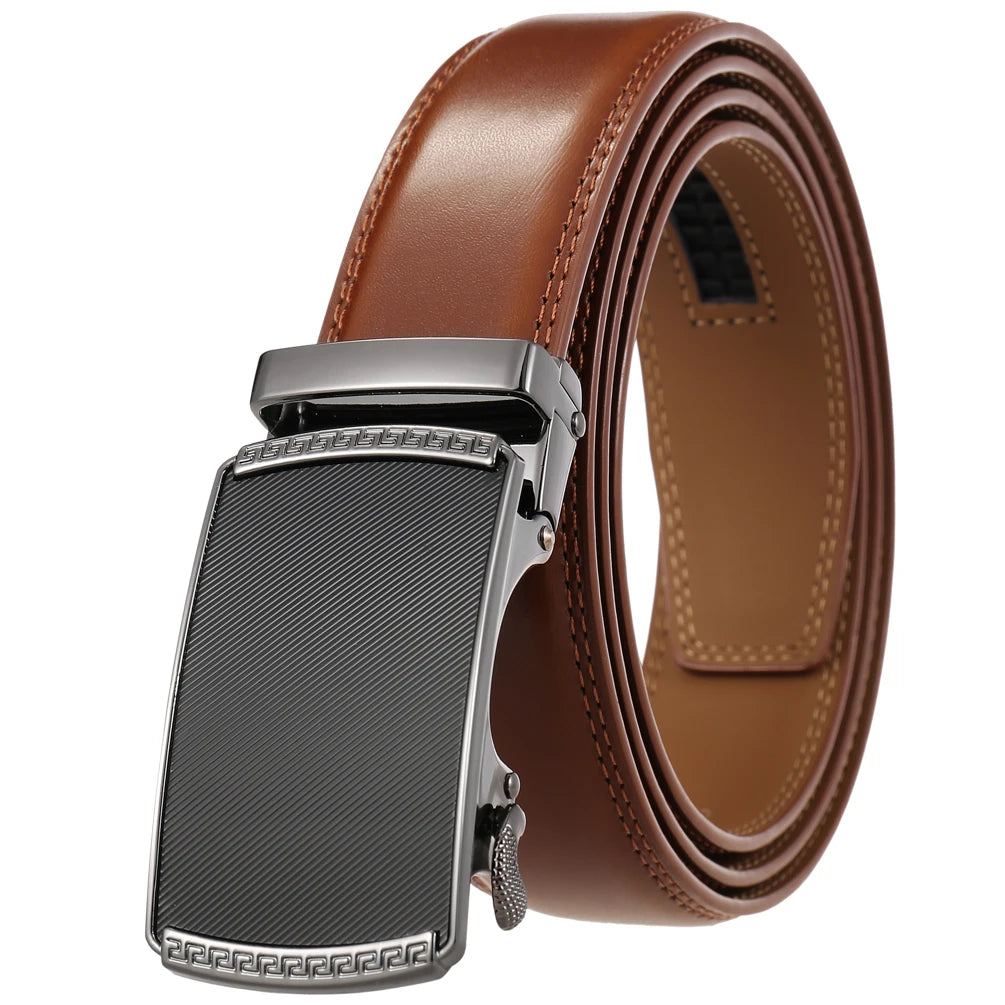 JMT-520522 Automatic Alloy Buckle Men's Genuine Leather Belt - Model LY36-0191-1