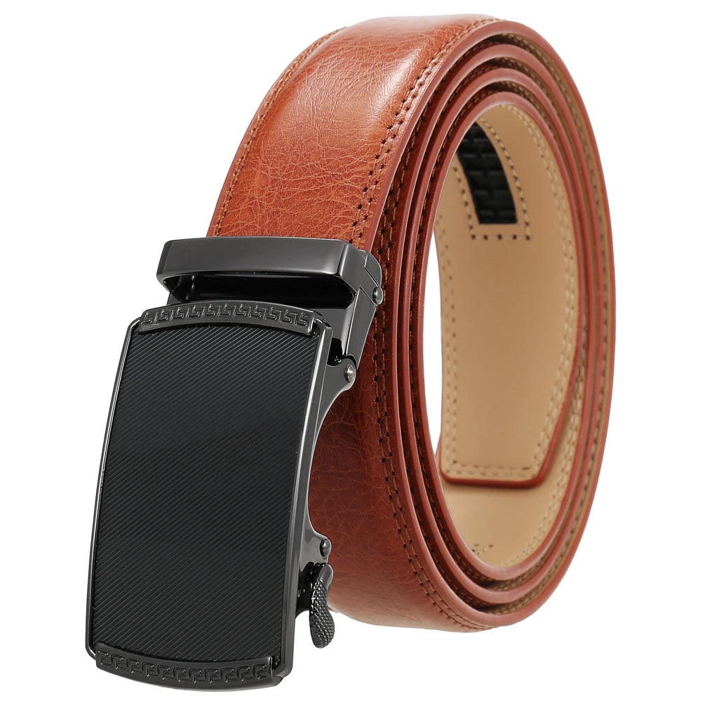 JMT-520522 Automatic Alloy Buckle Men's Genuine Leather Belt - Model LY36-0191-1