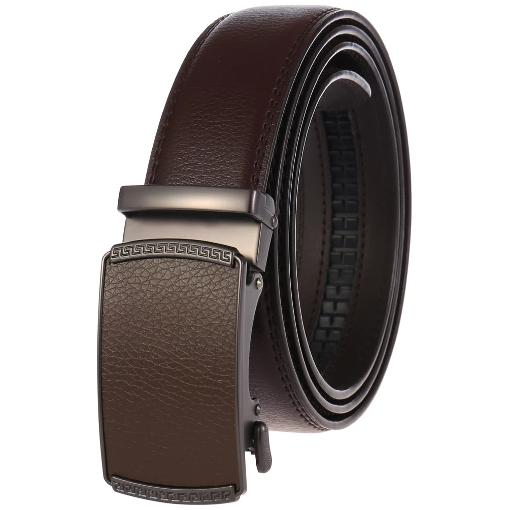 JMT-520522 Automatic Alloy Buckle Men's Genuine Leather Belt - Model LY36-0191-1