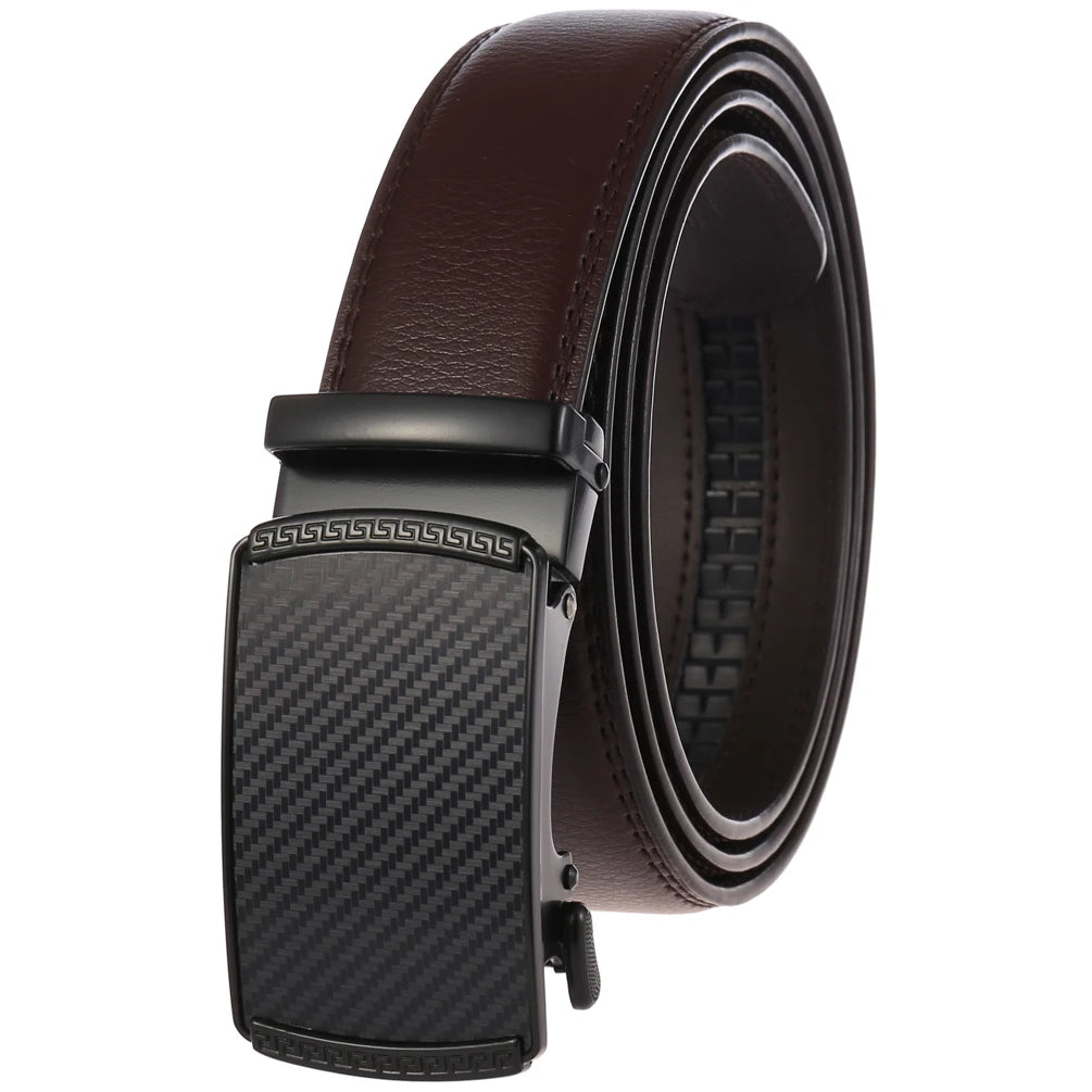 JMT-520522 Automatic Alloy Buckle Men's Genuine Leather Belt - Model LY36-0191-1