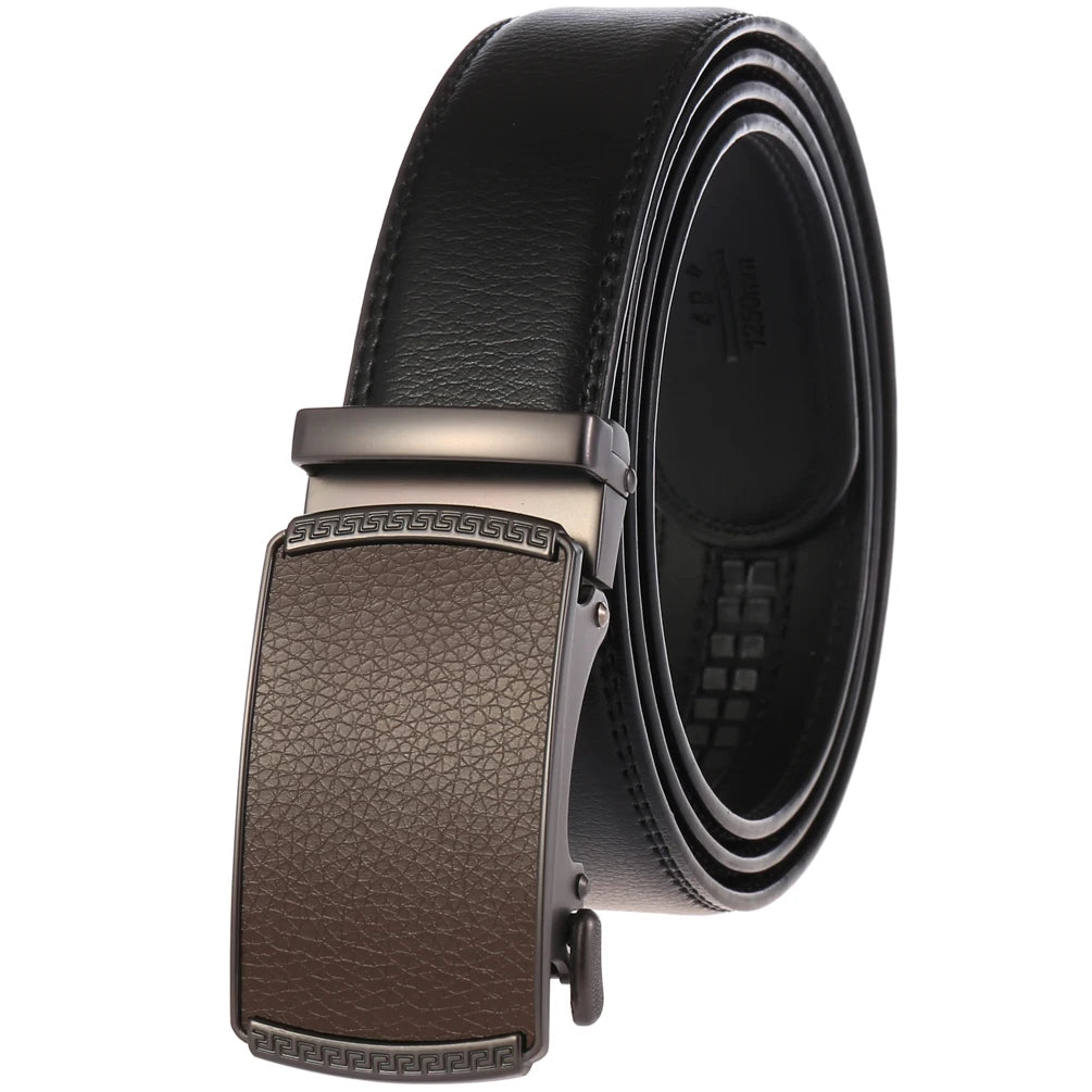 JMT-520522 Automatic Alloy Buckle Men's Genuine Leather Belt - Model LY36-0191-1