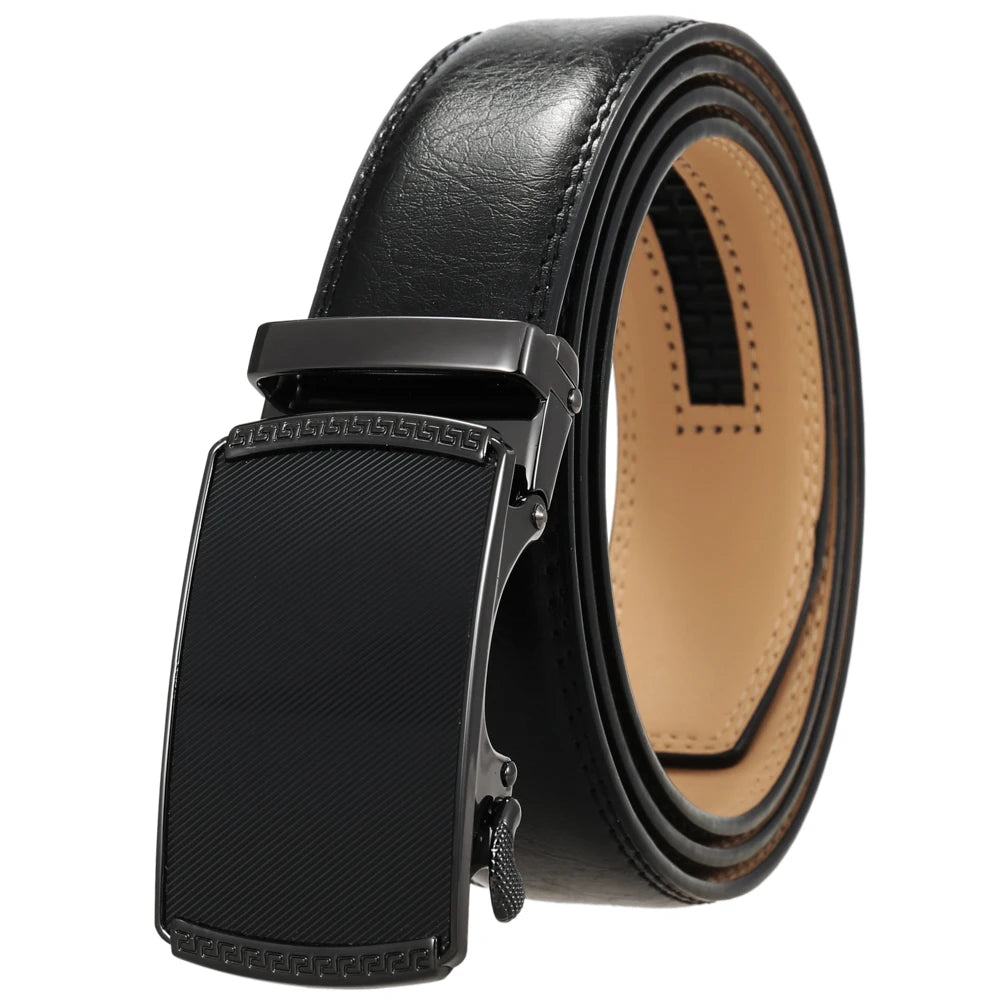 JMT-520522 Automatic Alloy Buckle Men's Genuine Leather Belt - Model LY36-0191-1