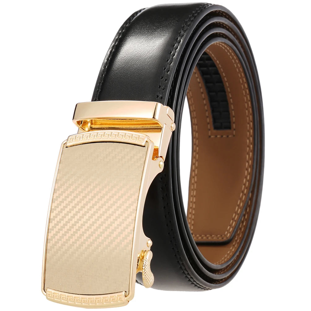 JMT-520522 Automatic Alloy Buckle Men's Genuine Leather Belt - Model LY36-0191-1