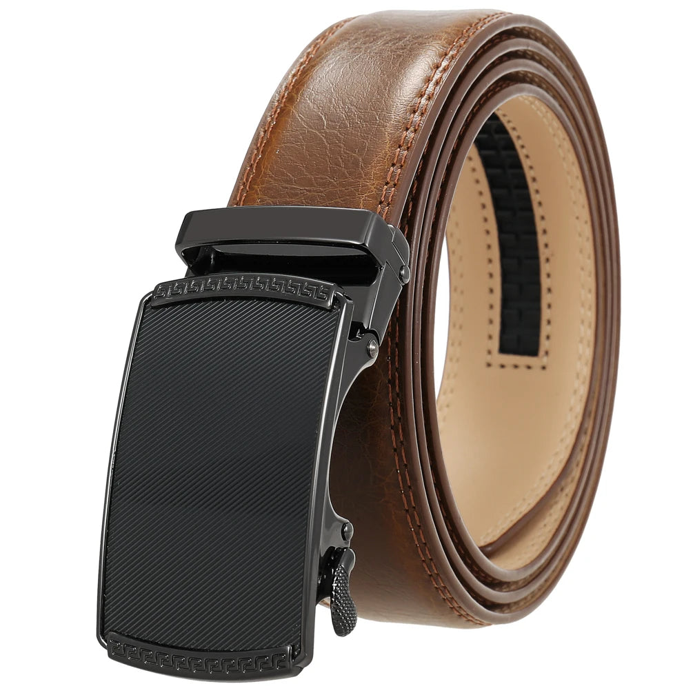 JMT-520522 Automatic Alloy Buckle Men's Genuine Leather Belt - Model LY36-0191-1