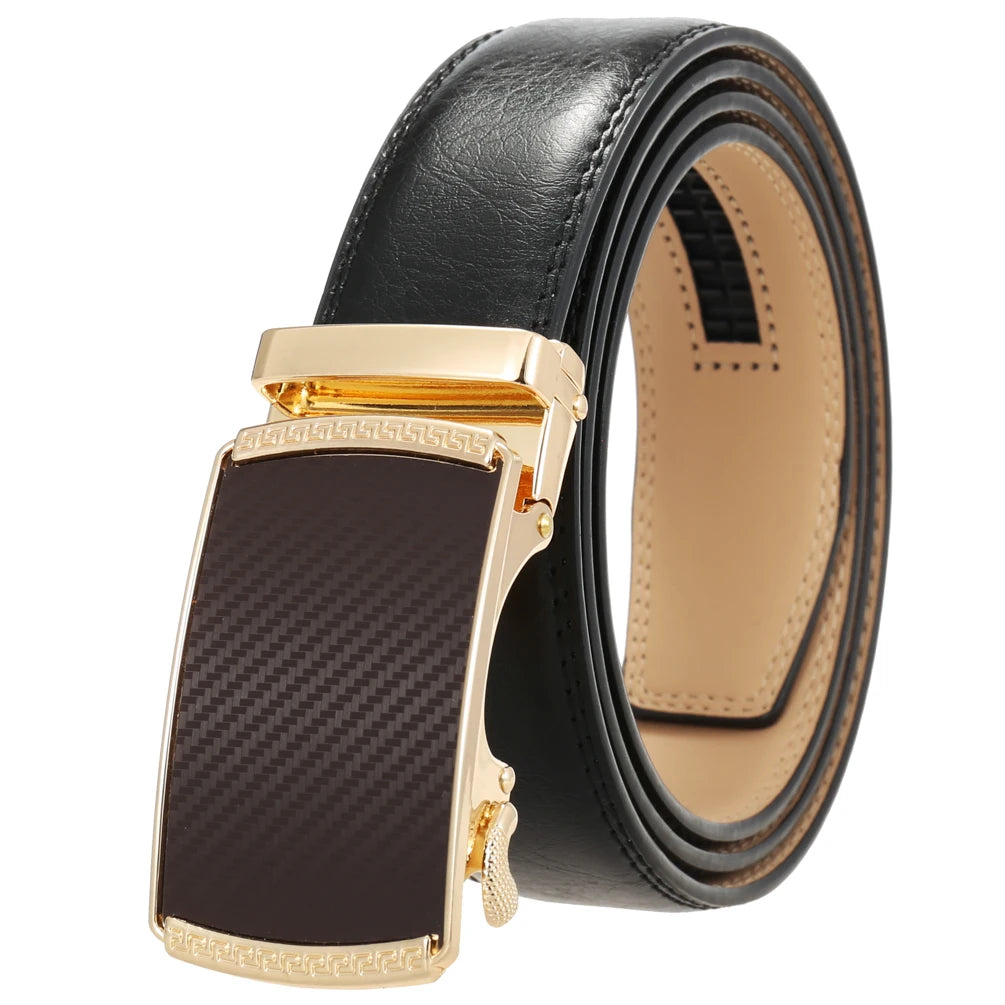 JMT-520522 Automatic Alloy Buckle Men's Genuine Leather Belt - Model LY36-0191-1