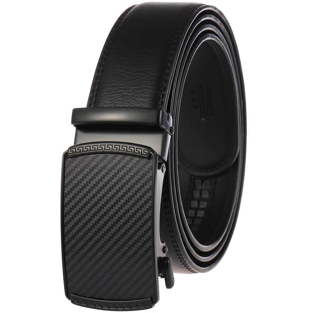 JMT-520522 Automatic Alloy Buckle Men's Genuine Leather Belt - Model LY36-0191-1