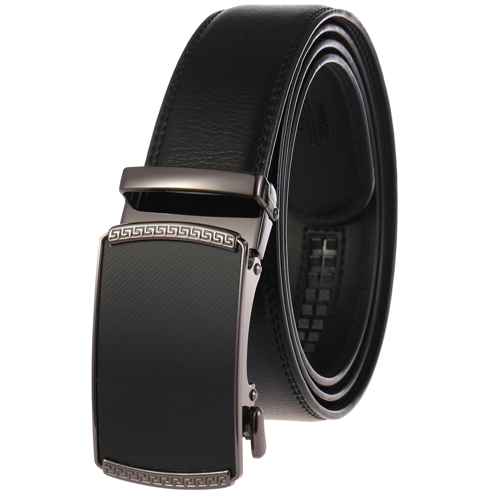 JMT-520522 Automatic Alloy Buckle Men's Genuine Leather Belt - Model LY36-0191-1
