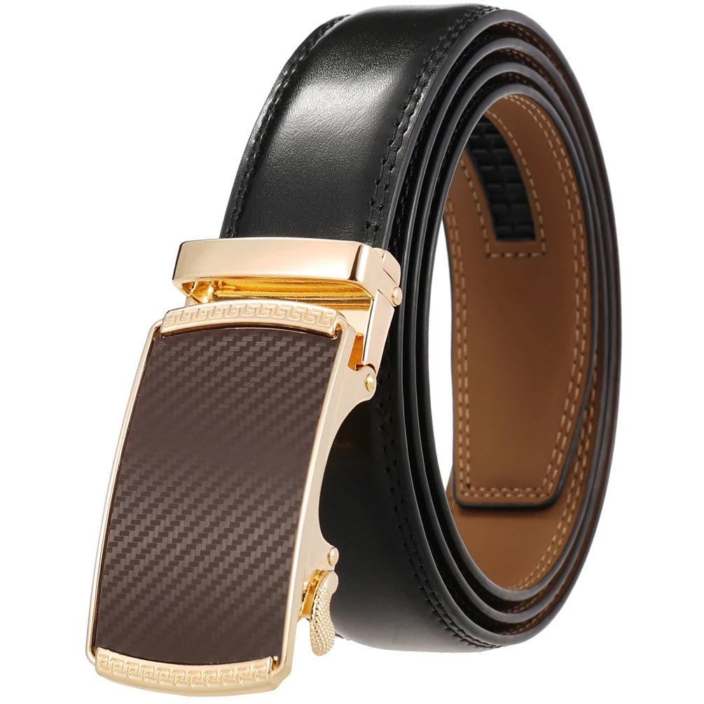 JMT-520522 Automatic Alloy Buckle Men's Genuine Leather Belt - Model LY36-0191-1