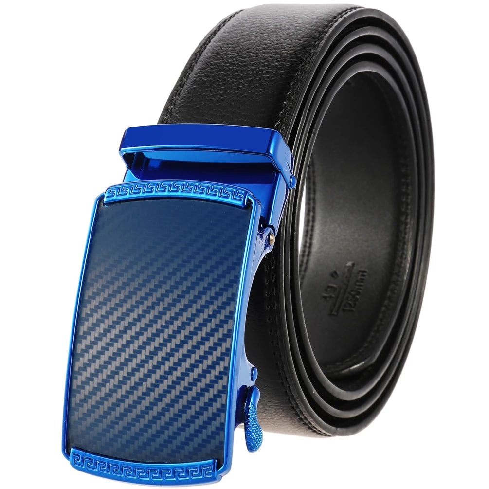 JMT-520522 Automatic Alloy Buckle Men's Genuine Leather Belt - Model LY36-0191-1
