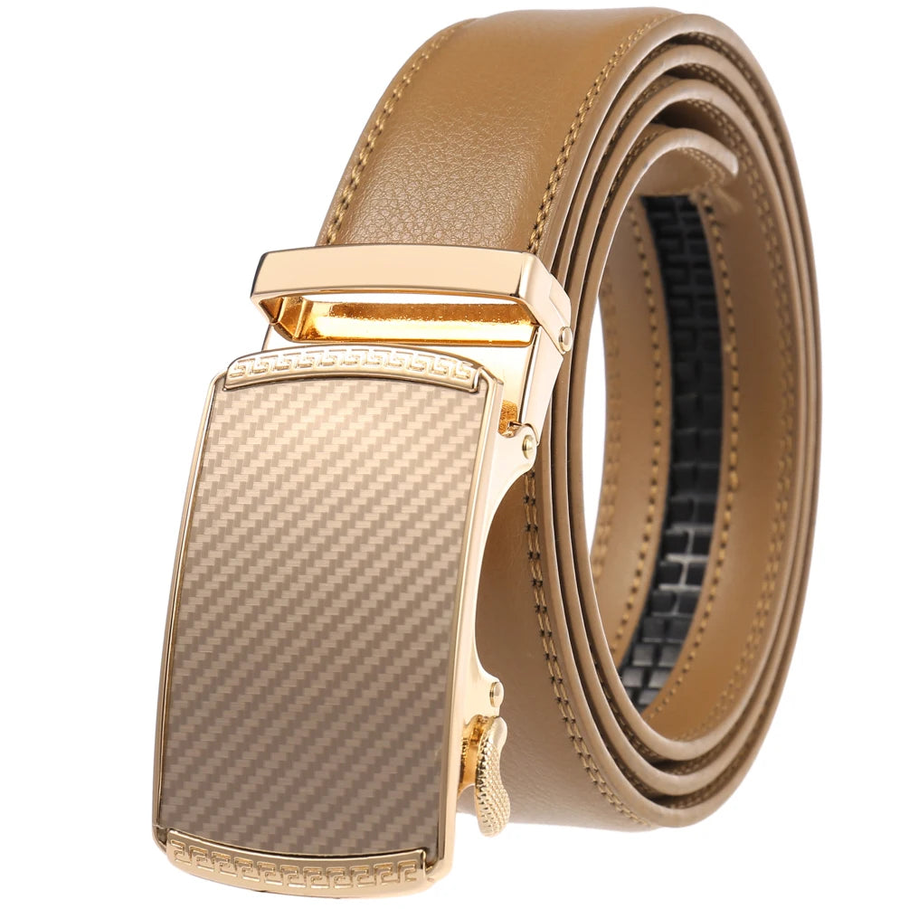 JMT-520522 Automatic Alloy Buckle Men's Genuine Leather Belt - Model LY36-0191-1