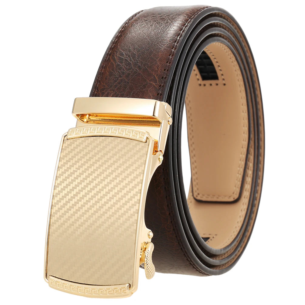 JMT-520522 Automatic Alloy Buckle Men's Genuine Leather Belt - Model LY36-0191-1
