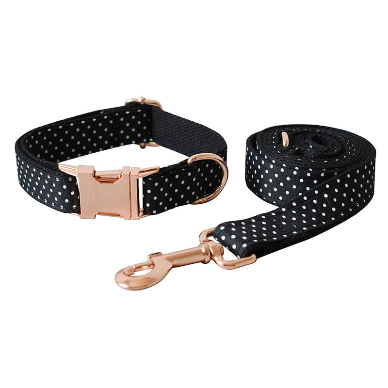 JMT-520586 Polka Dot Pattern Dog Leash and Collar Set in Various Sizes