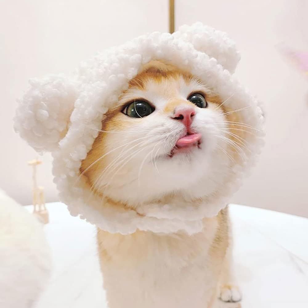 JMT-520714 Cozy Fleece Cat Bear Hat for Small Pets - Warm and Soft Headwear