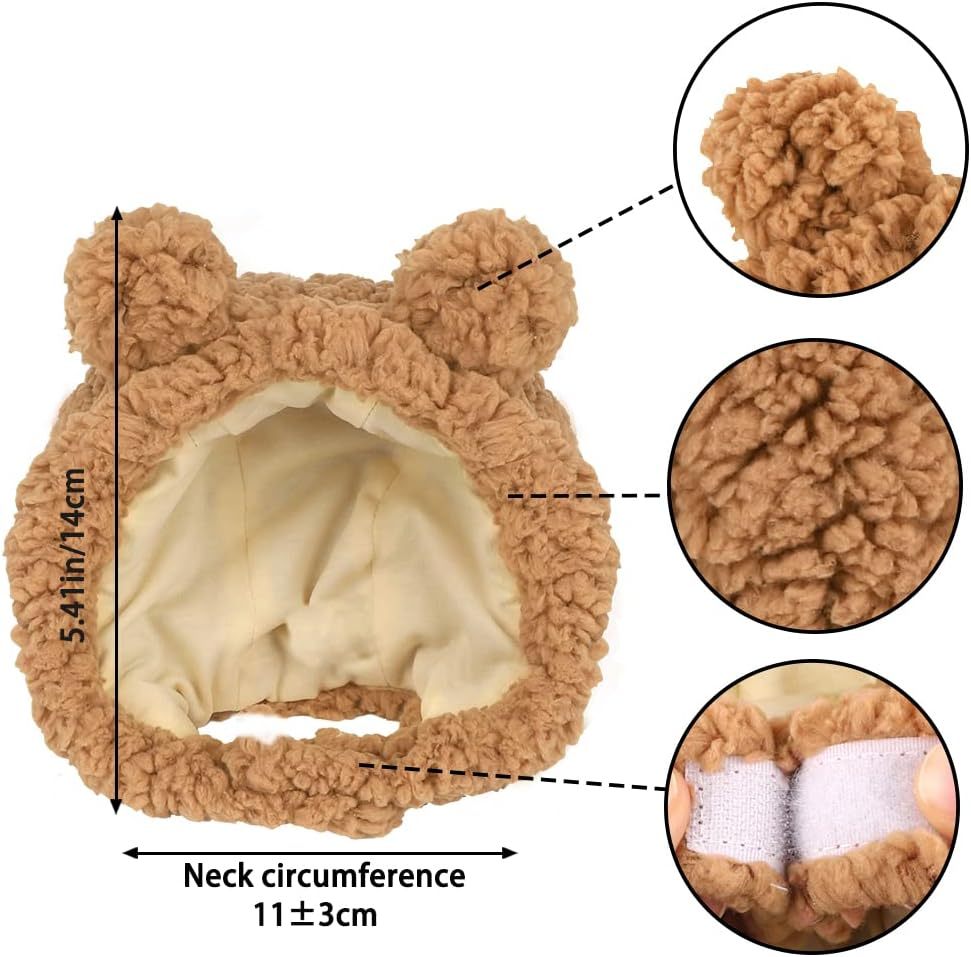 JMT-520714 Cozy Fleece Cat Bear Hat for Small Pets - Warm and Soft Headwear