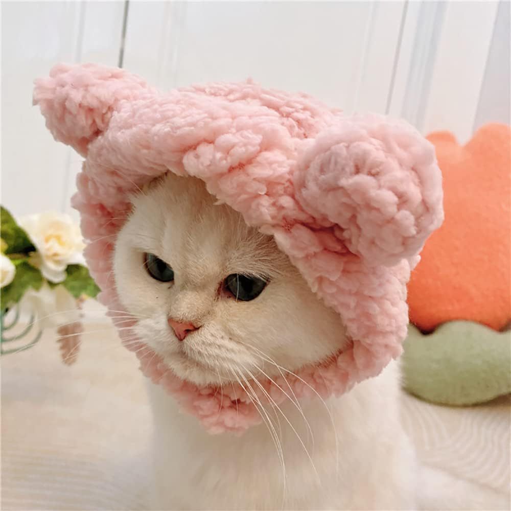 JMT-520714 Cozy Fleece Cat Bear Hat for Small Pets - Warm and Soft Headwear