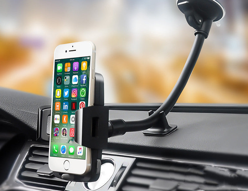 JMT-520778 Universal Car Windshield Suction-Cup Holder for Mobile Phone Navigation - Black PC/Silicone Design