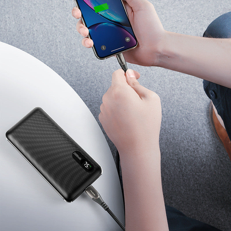 JMT-521098 Bidirectional 18W Fast Charging Power Bank, 20000mAh Capacity, Multi-Port Output, Black/White