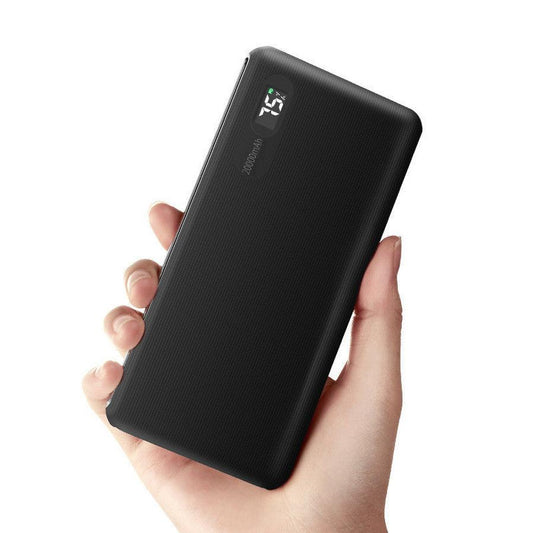 JMT-521098 Bidirectional 18W Fast Charging Power Bank, 20000mAh Capacity, Multi-Port Output, Black/White