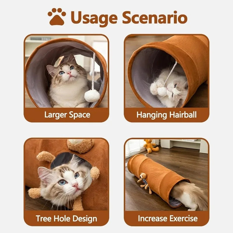 JMT-521226 Indoor Cat Tunnel with Plush Ball - Collapsible and Easy to Clean Cat Play Space, Two Sizes Available