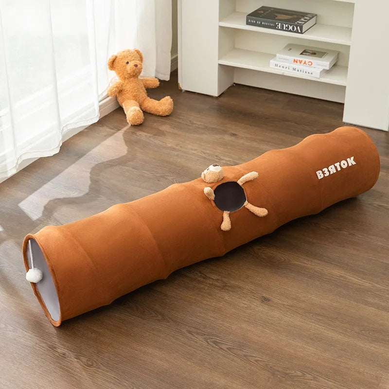 JMT-521226 Indoor Cat Tunnel with Plush Ball - Collapsible and Easy to Clean Cat Play Space, Two Sizes Available