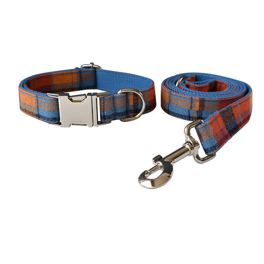 JMT-522890 Blue Velvet Cotton Dog Collar with Alloy Buckle and Bow Accessories