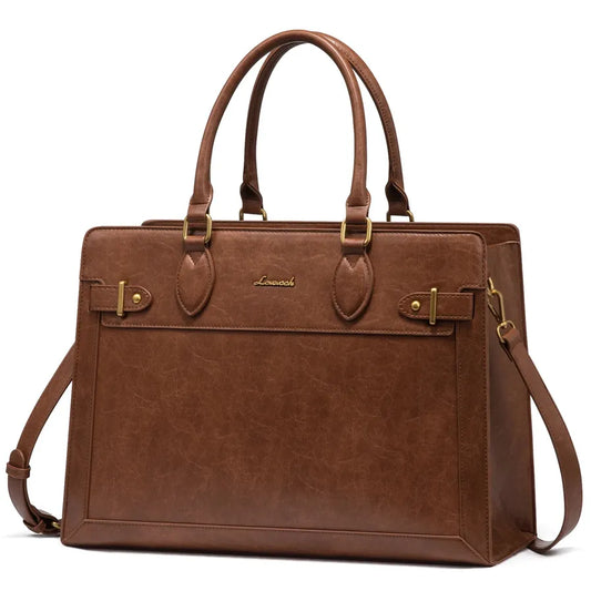 JMT-522954 Laptop Tote Bag for Women - 15.6-17 Inch Waterproof Leather Briefcase for Office and Business Use