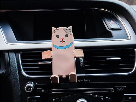 JMT-523082 Cute Cat Adjustable Air Vent Phone Holder for Cars - Rubber, Fits All Phones and Vents