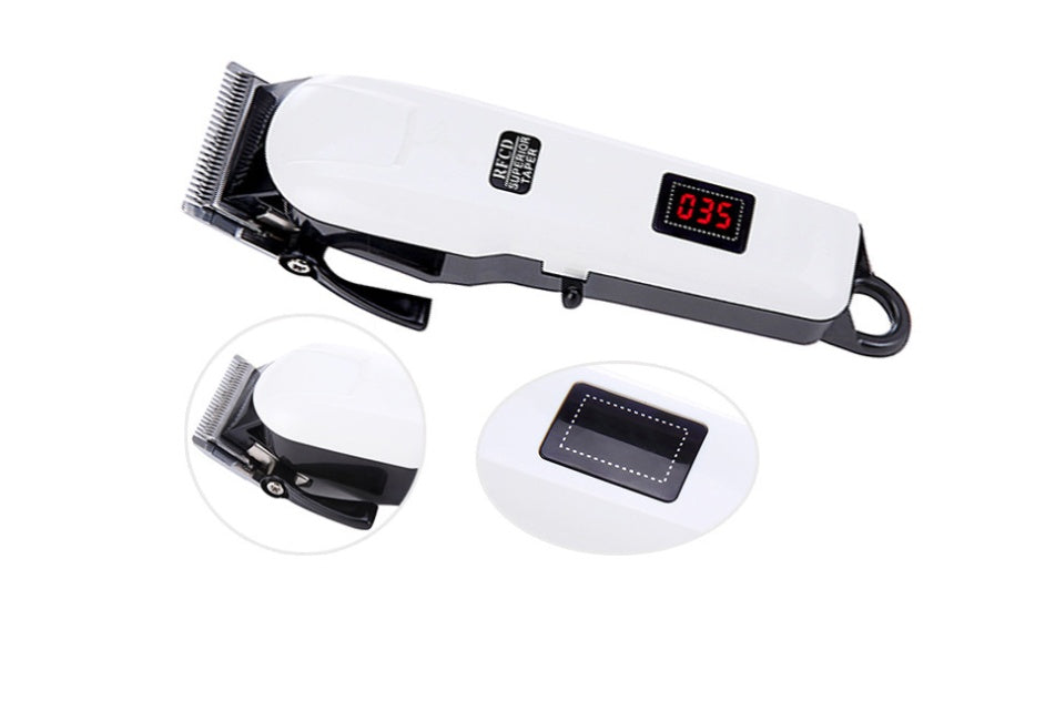 JMT-523210 Electric Hair Clipper with Stainless Steel Cutter Head, LCD Display, Low Noise, USB Rechargeable, Includes Combs and Accessories