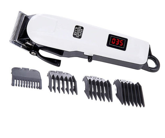 JMT-523210 Electric Hair Clipper with Stainless Steel Cutter Head, LCD Display, Low Noise, USB Rechargeable, Includes Combs and Accessories