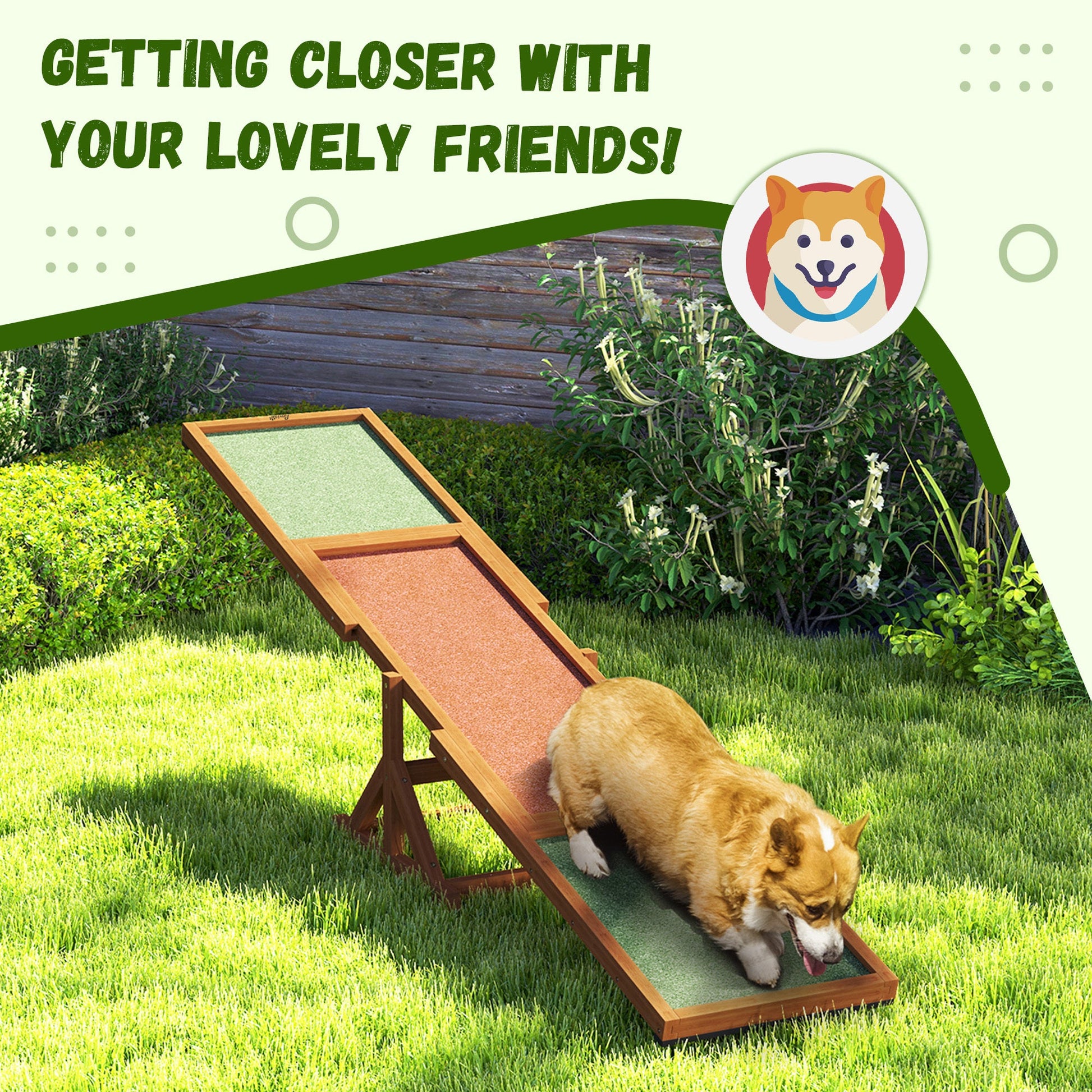 JMT-523210 Wooden Dog Agility Seesaw for Training and Exercise, Weather-Resistant, 82.7" L x 15.7" W x 13.8" H