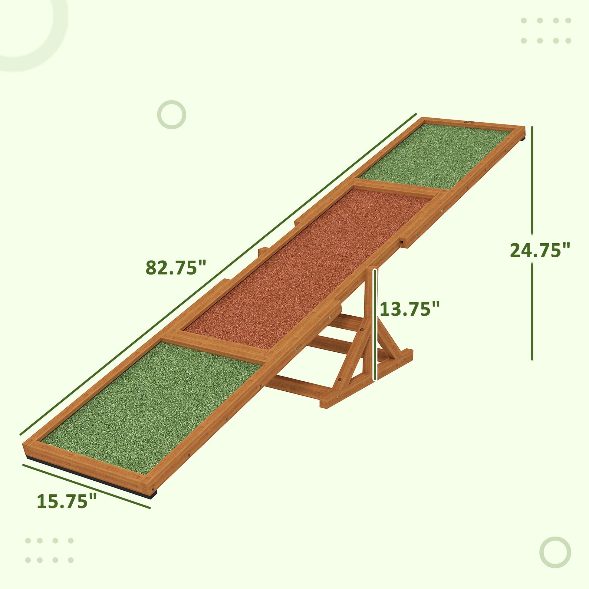 JMT-523210 Wooden Dog Agility Seesaw for Training and Exercise, Weather-Resistant, 82.7" L x 15.7" W x 13.8" H