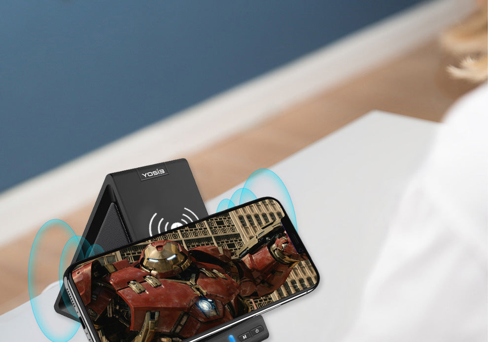 JMT-523402 Multifunctional Bluetooth Speaker with Mobile Phone Stand and Wireless Charging Capability
