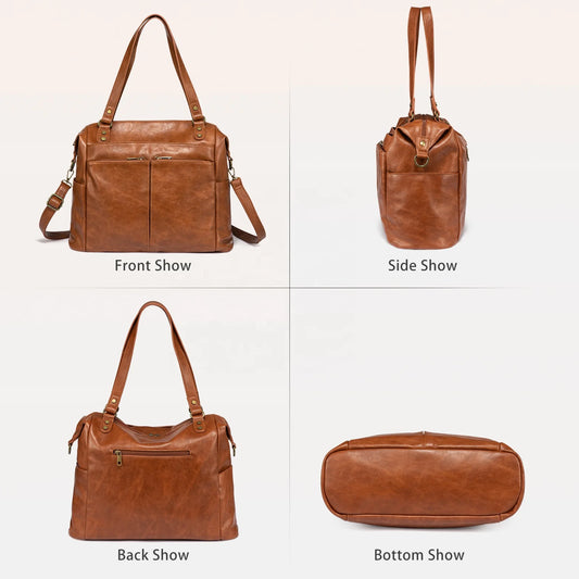 JMT-524106 Large Tote Shoulder Handbag for Women – Luxury PU Leather Crossbody Bag for Laptops and Everyday Use