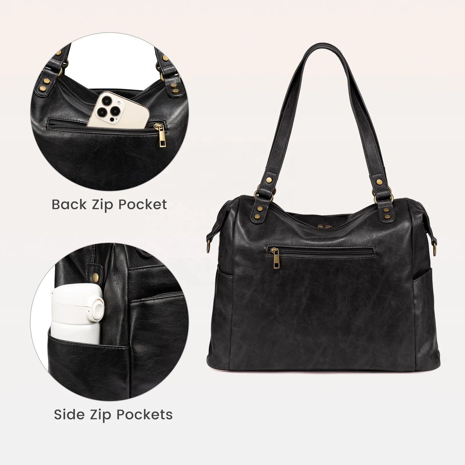 JMT-524106 Large Tote Shoulder Handbag for Women – Luxury PU Leather Crossbody Bag for Laptops and Everyday Use