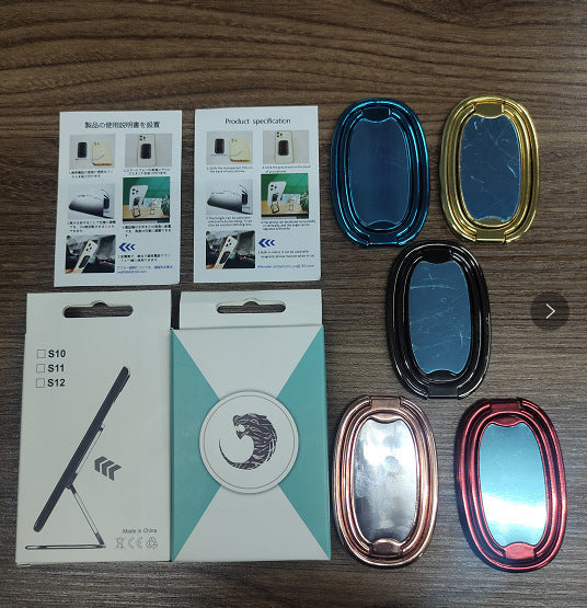 JMT-524234 Foldable Double Ring Mobile Phone Holder - Aluminum Alloy, Multiple Colors Available