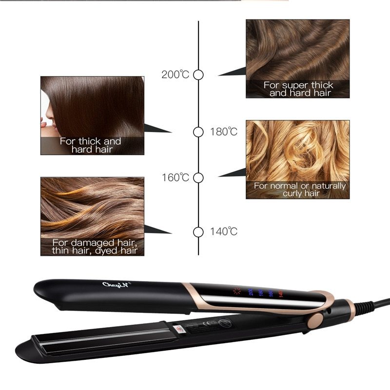 JMT-524362 Ceramic Tourmaline Hair Straightener and Curler with Adjustable Temperature and LED Display