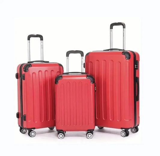 JMT-524426 Durable 3-Piece ABS Luggage Set with Spinner Wheels and Travel Cup Holder