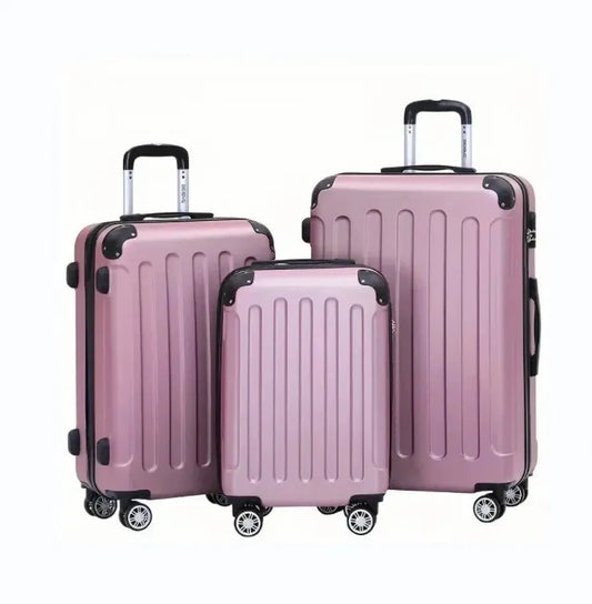 JMT-524426 Durable 3-Piece ABS Luggage Set with Spinner Wheels and Travel Cup Holder