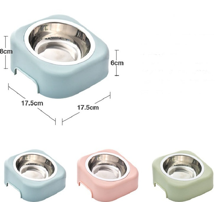 JMT-524554 Stainless Steel Cat Food Tray with Slope Design – Available in Pink, Blue, and Green