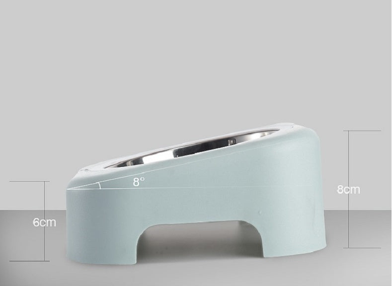 JMT-524554 Stainless Steel Cat Food Tray with Slope Design – Available in Pink, Blue, and Green