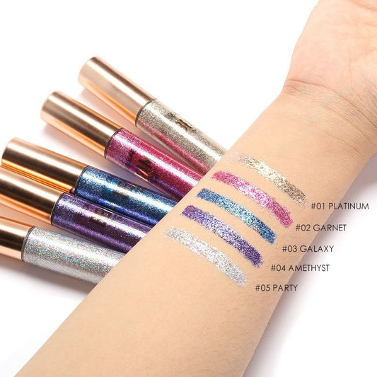 JMT-524810 Pearlescent Liquid Eyeliner in Purple, Silver, Blue, Rose Red, and Peacock Blue